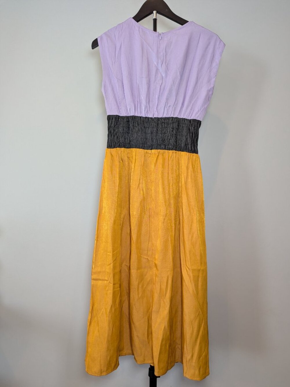 NWT Saturday Club Women's Size S Colourblock Maxi Dress Yellow/Purple - Picture 9 of 10